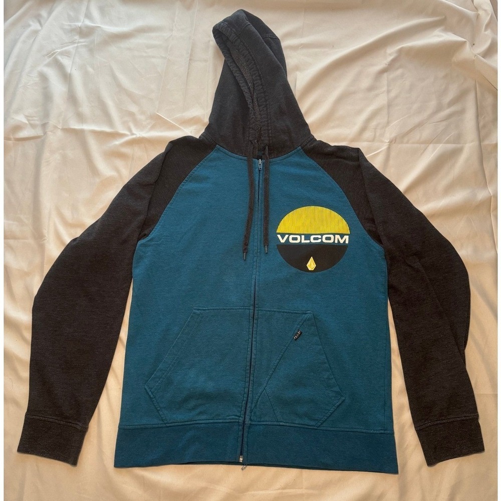 Volcom Zip Up Hoodie Teal Grey‎ Medium